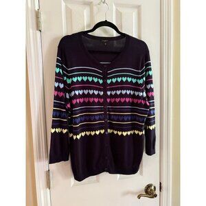 Talbots Cardigan Lightweight Heart Pattern Petite XL